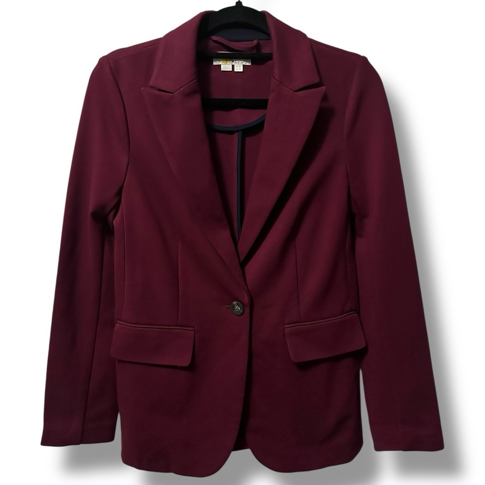Boden Women's Solid Stretch Jersey Blazer Burgundy 4 Tailored Old Money Preppy